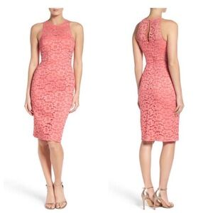 Trina Turk Elegant Coral sheath Lace Dress size 2